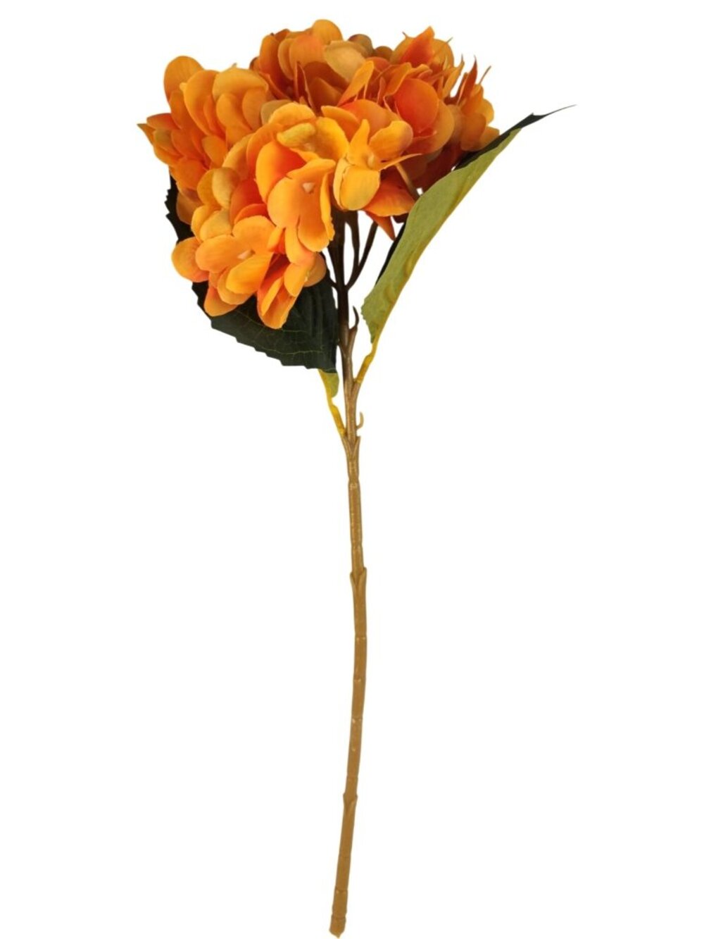 Orange Faux Hydrangea Stem 18 Inch Wedding Artificial Silk Flower Fall Event Dec